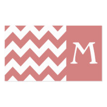 Pink Bold Chevron Monogram Business Card