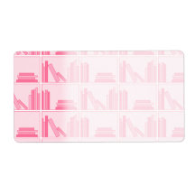 Pink Books on Shelf. Shipping Label