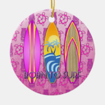 Pink Born To Surf Ornament
