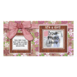 Pink Bow and Flower Custom Photo Card