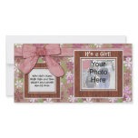 Pink Bow and Flower Custom Photo Card photo cards