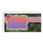 Pink Bow and Pine Christmas Photo Cards