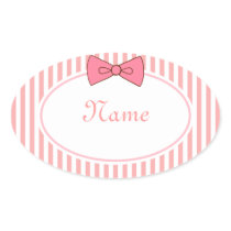 Pink Bow Name Stickers