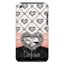 Pink Bow Rhinestone Heart Diamond iPod Touch 4 Cas iPod Touch Cases