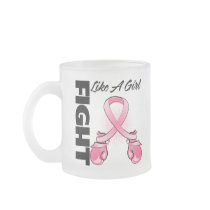 Pink Boxing Ribbon Fight Like A Girl Breast Cancer Mugs