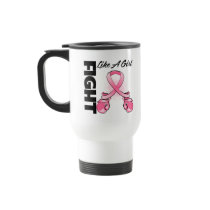 Pink Boxing Ribbon Fight Like A Girl Breast Cancer Mugs