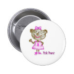 Pink Breast Cancer Monkey Button