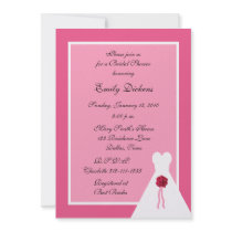 Pink Bridal Shower Invitation, Bridal Gown on Pink