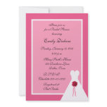 Pink Bridal Shower Invitation, Bridal Gown on Pink