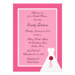 Pink Bridal Shower Invitation, Bridal Gown on Pink