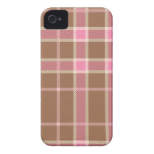 Pink, brown and beige tartan iPhone 4 covers