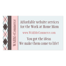 Pink & Brown Argyle Business Card Template