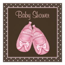 Pink Brown Baby Girl Shower Invitations
