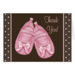 Pink Brown Baby Shower Thank You Cards