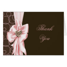 Pink Brown Bow Pink Brown Thank You Cards