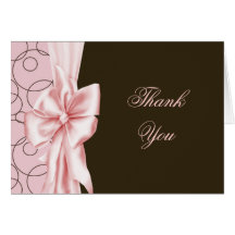 Pink Brown Bow Pink Brown Thank You Cards