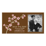 Pink/Brown Cherry Blossom Save the Date Photocard Customized Photo Card