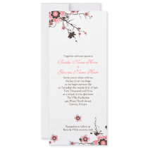 Pink & Brown Cherry Blossom Wedding Invite