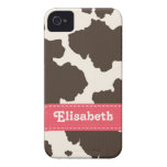 Pink Brown Cow Print iPhone 4 4s Case-Mate Cover Iphone 4 Case-mate Case