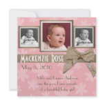 Pink & Brown Flower photo Announcement invitations