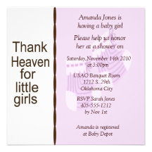 Pink & Brown Girl Shower Invitations