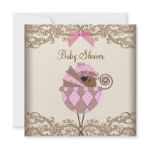Pink Brown Lace African American Baby Girl Shower