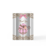 Pink Brown Lace Baby Shower Thank You Cards