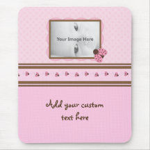 Pink & Brown Ladybug Custom Mousepad