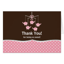 Pink & Brown Mobile Thank You Note Card