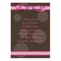 Pink & Brown Polka Dots Bat Mitzvah Reception Card Business Card Templates