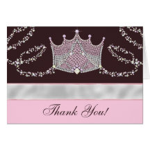 Pink Brown Princess Thank You Cards