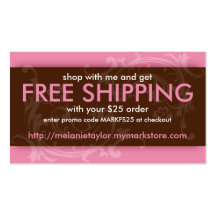 Pink & Brown Promo Card Business Card Template