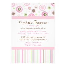 Pink Brown Sweet Girl Polka Dot Baby Shower Invite