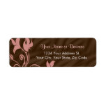 Pink Brown Swirl Return Address Label labels