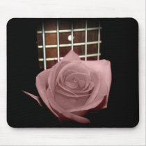 Pink brown tint rose against five string bass fret mousepad