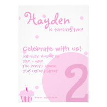 Pink Bubble 2nd Birthday Invitation