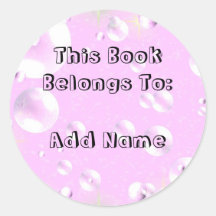 Pink Bubble Bookplate Sticker