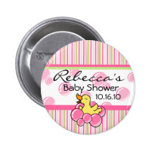 Pink Bubble Ducky Baby Shower Buttons