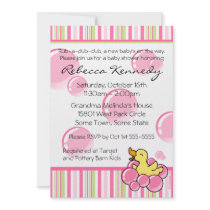 Pink Bubble Ducky Baby Shower Invitations