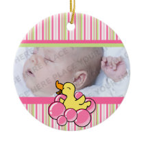 Pink Bubble Ducky Personalized Photo Ornament