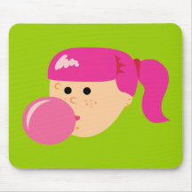 Pink Bubble Gum Girl Mouse Pad