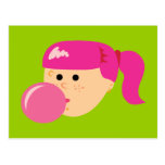 Pink Bubble Gum Girl Post Cards