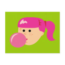 Pink Bubble Gum Girl Post Cards
