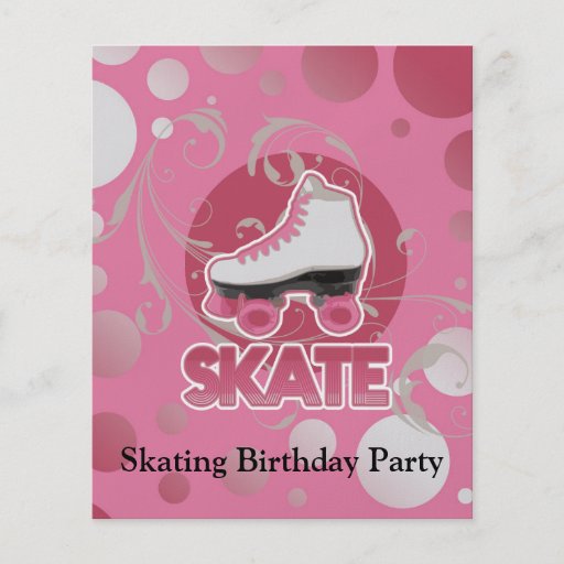 Pink Bubble Swirl Roller Skate, Skating Full Color Flyer
