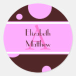 Pink Bubbles Customize Last and First Name Sticker