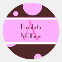 Pink Bubbles Customize Last and First Name Sticker