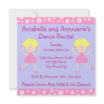 Pink Bubbles Dance Recital Invitation