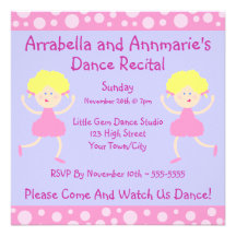 Pink Bubbles Dance Recital Invitation