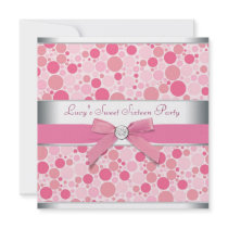 Pink Bubbles Pink Sweet 16 Birthday Party Invite