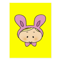 Pink bunny hat postcard